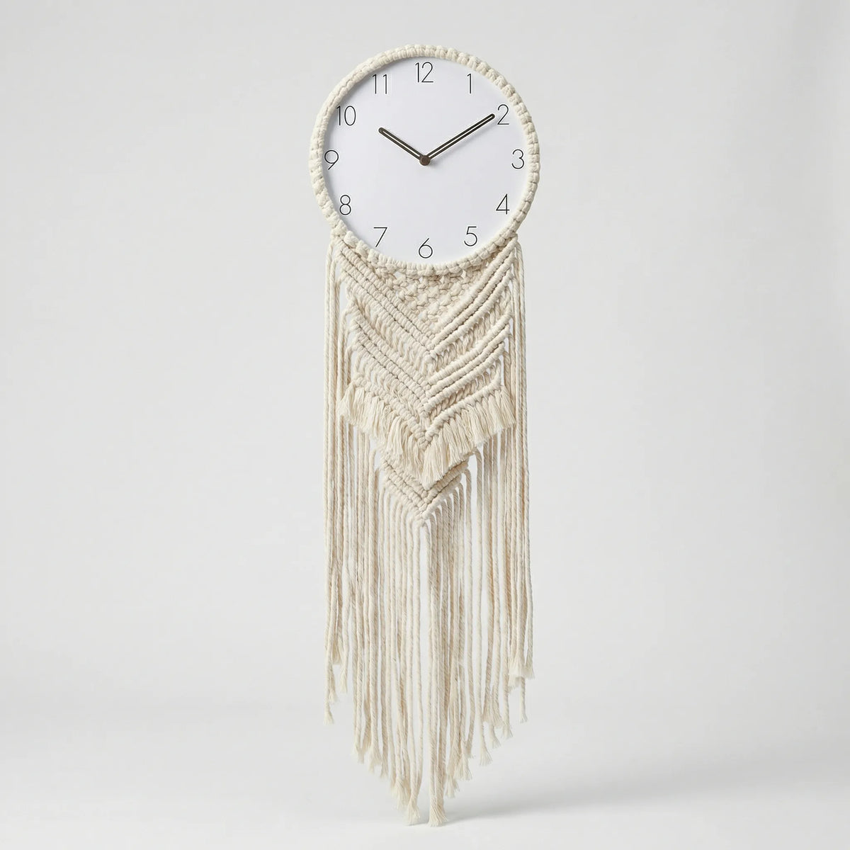 Handwoven Knotted Fringe Bohemian Round Analog Wall Clock