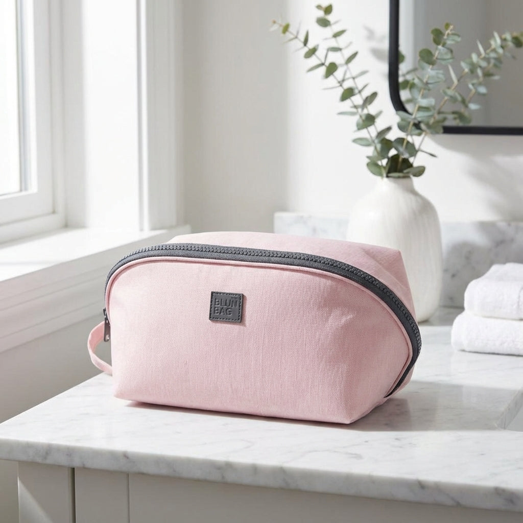 Compact Washed Nylon Wide Opening Travel Toiletry Bag Organizer