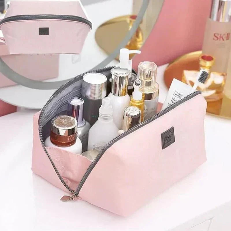 Compact Washed Nylon Wide Opening Travel Toiletry Bag Organizer