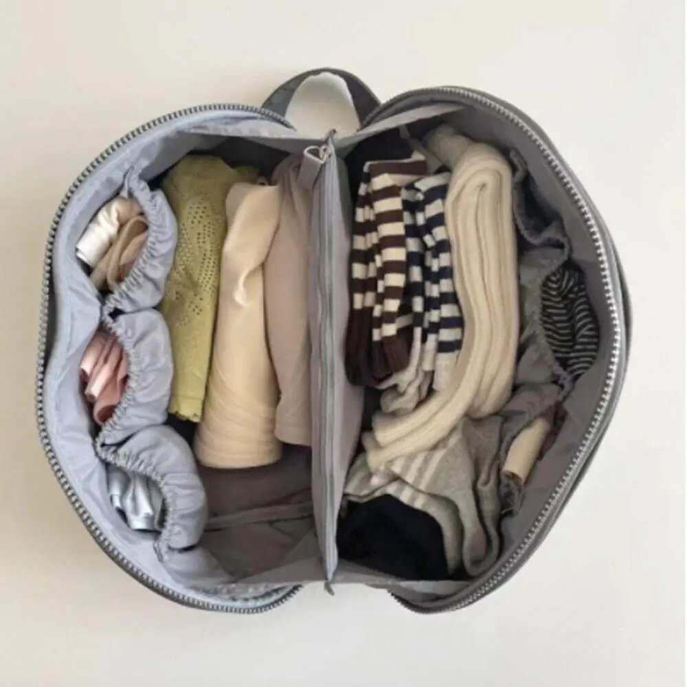 Compact Washed Nylon Wide Opening Travel Toiletry Bag Organizer