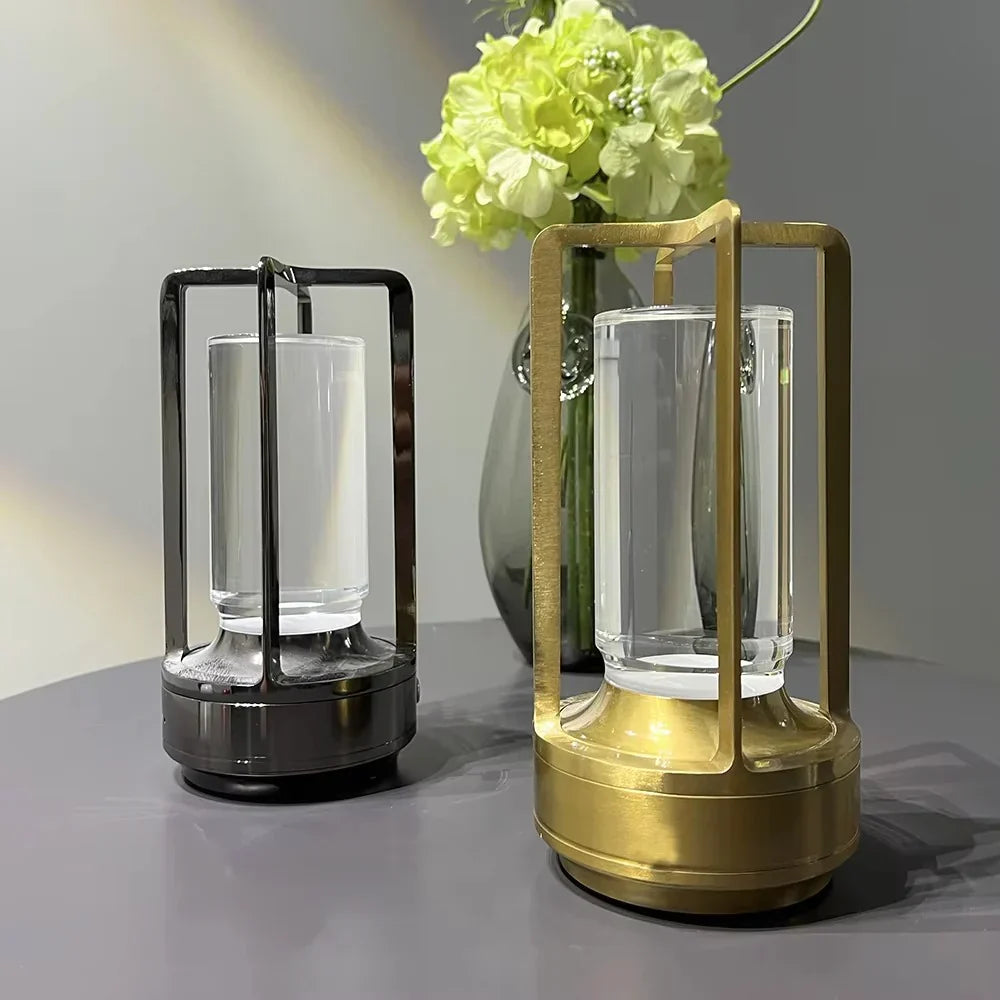 Modern Cylinder Metal Frame Touch Control Table Lamp