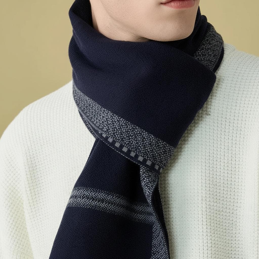 Soft Long Narrow Patterned Men's Scarf