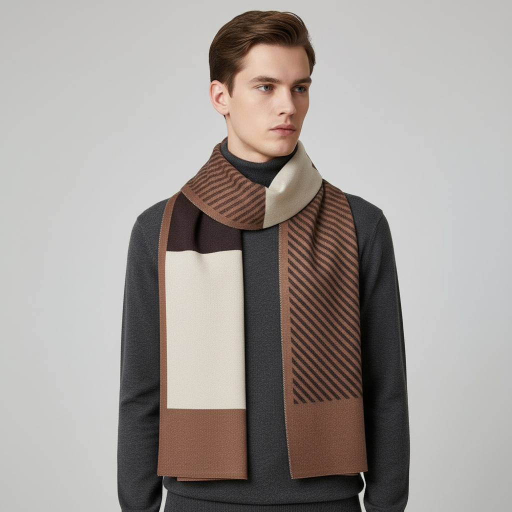 Soft Long Narrow Patterned Men's Scarf