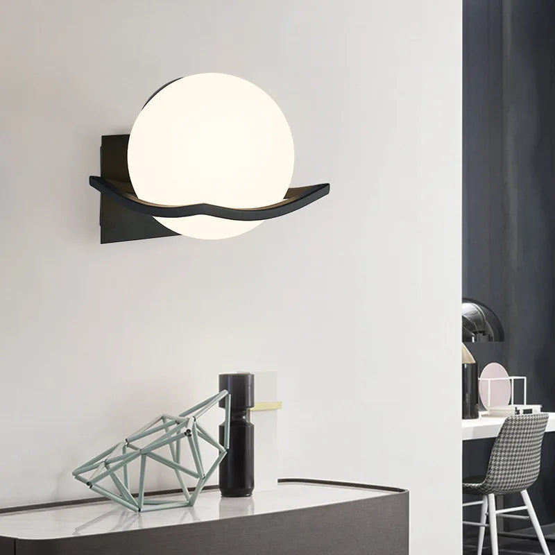 Minimalist European Opal Glass Globe Wall Light