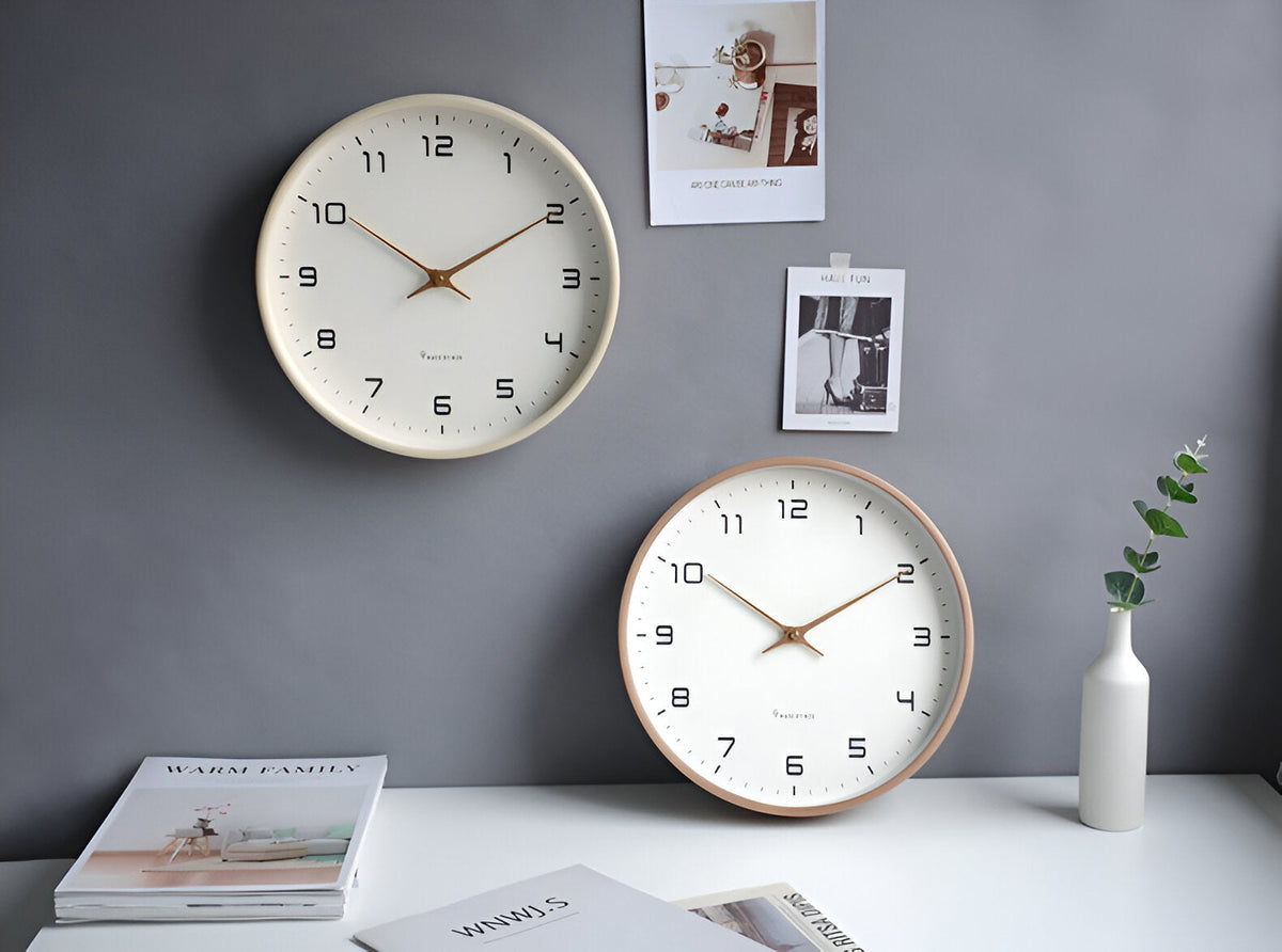 Nordic Minimalist Wood Frame Silent Quartz Wall Clock