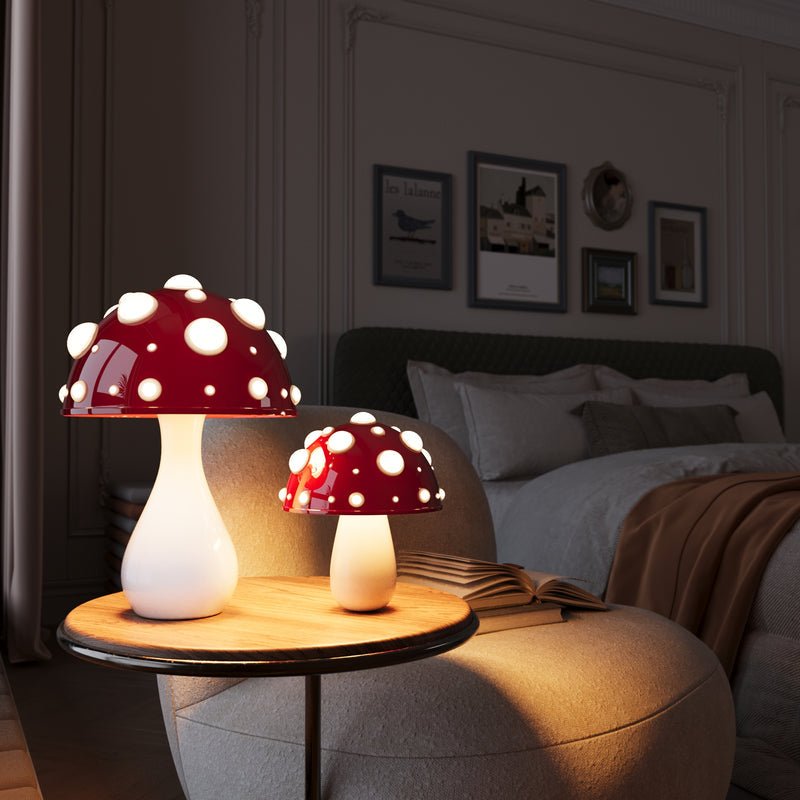 Sculptural Amanita Mushroom Dome Rechargeable Dimmable Table Lamp