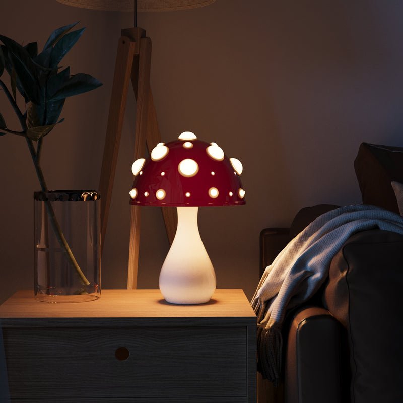 Sculptural Amanita Mushroom Dome Rechargeable Dimmable Table Lamp