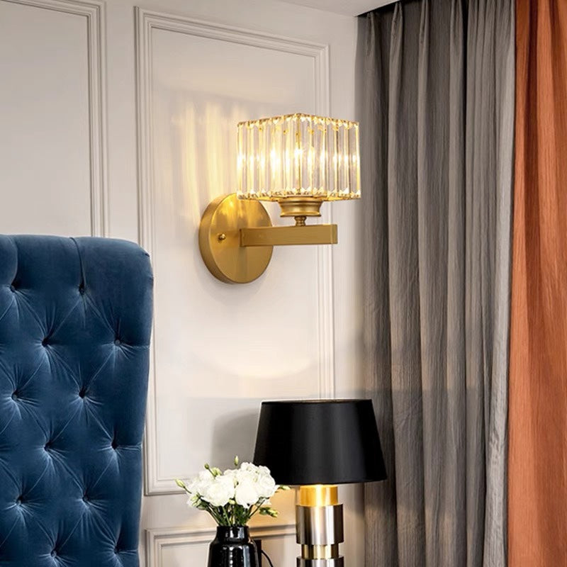 Faceted Crystal Panel Modern Iron Wall Light