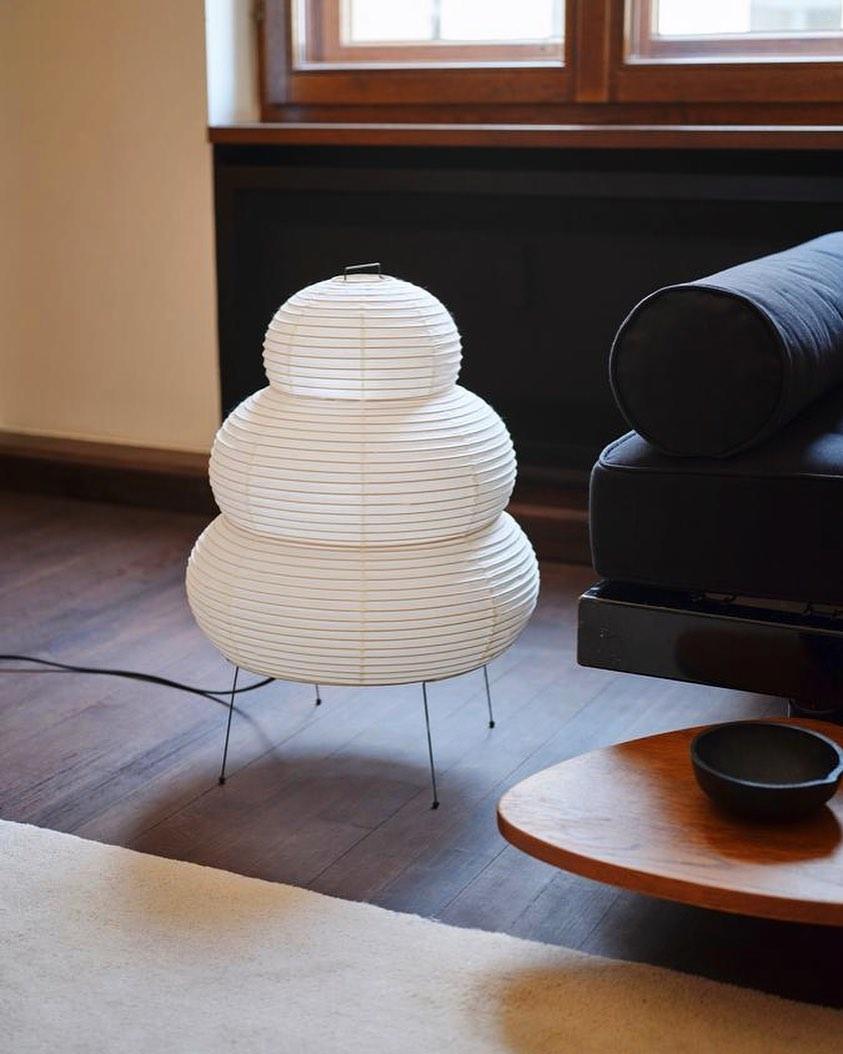Japanese Lantern Inspired Mulberry Paper Metal Table Lamp
