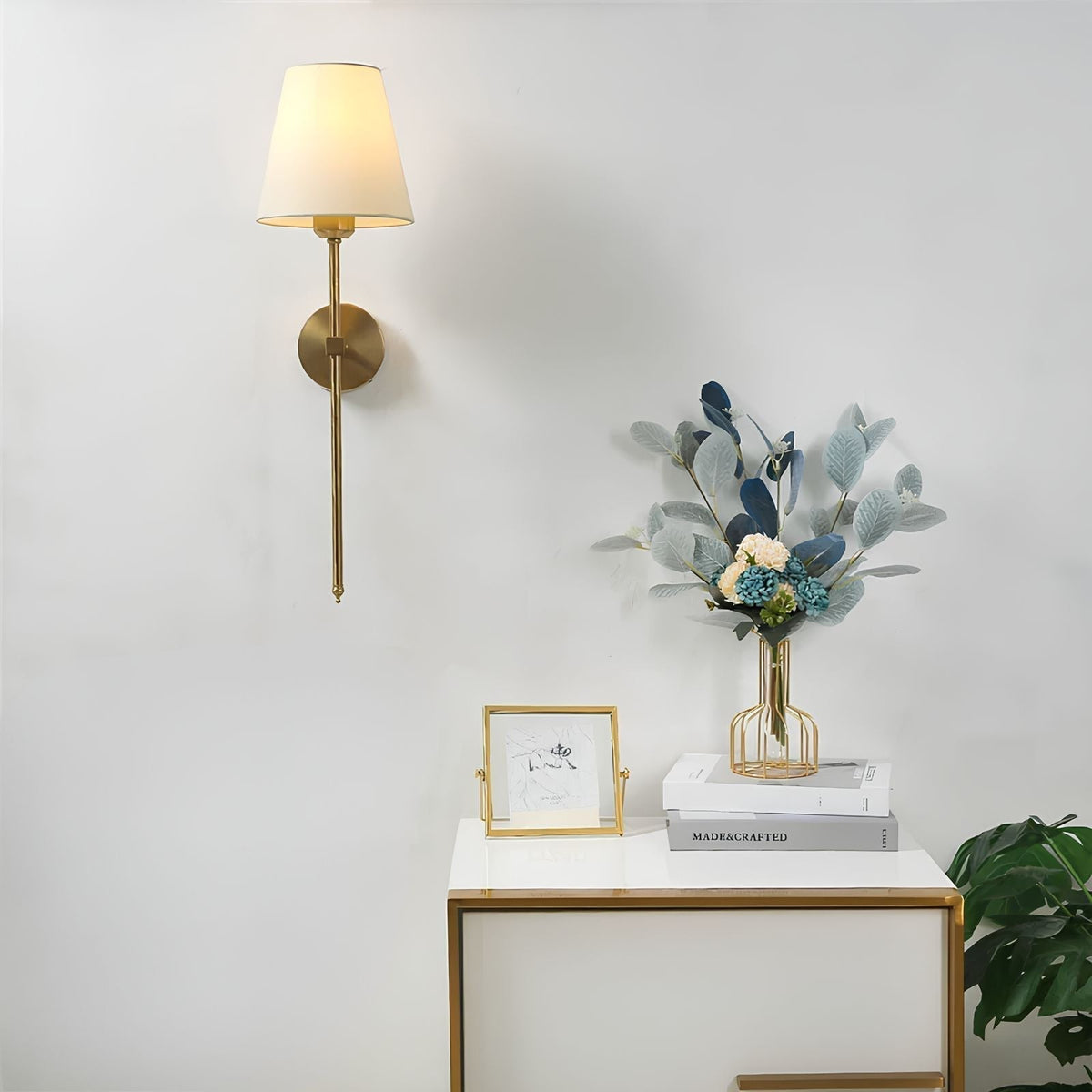 Battery Powered Rechargeable Multicolor Dimmable Metal Fabric Wall Light