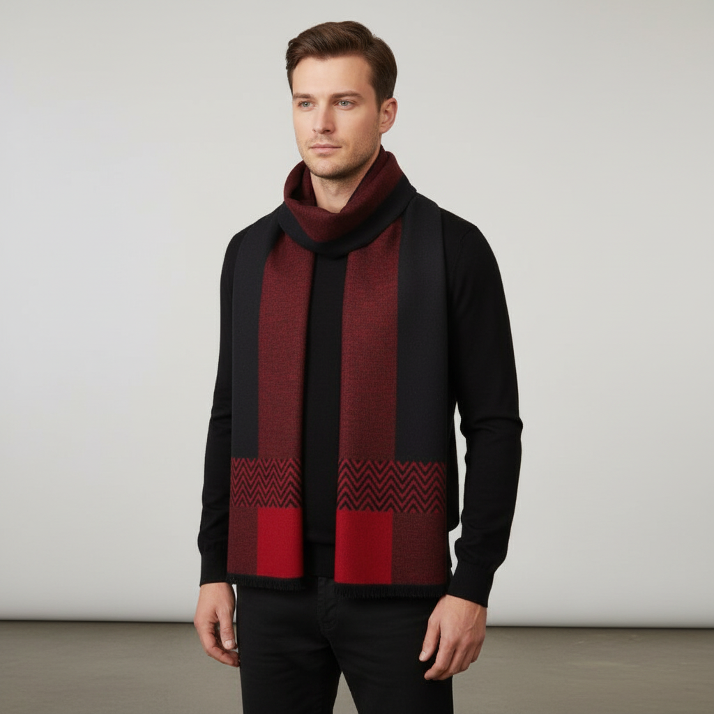 Checked Acrylic Blend Slim and Soft Men's Scarf
