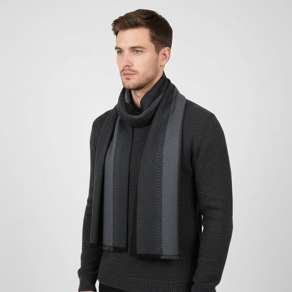 Checked Acrylic Blend Slim and Soft Men's Scarf