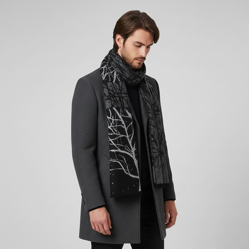 Checked Acrylic Blend Slim and Soft Men's Scarf