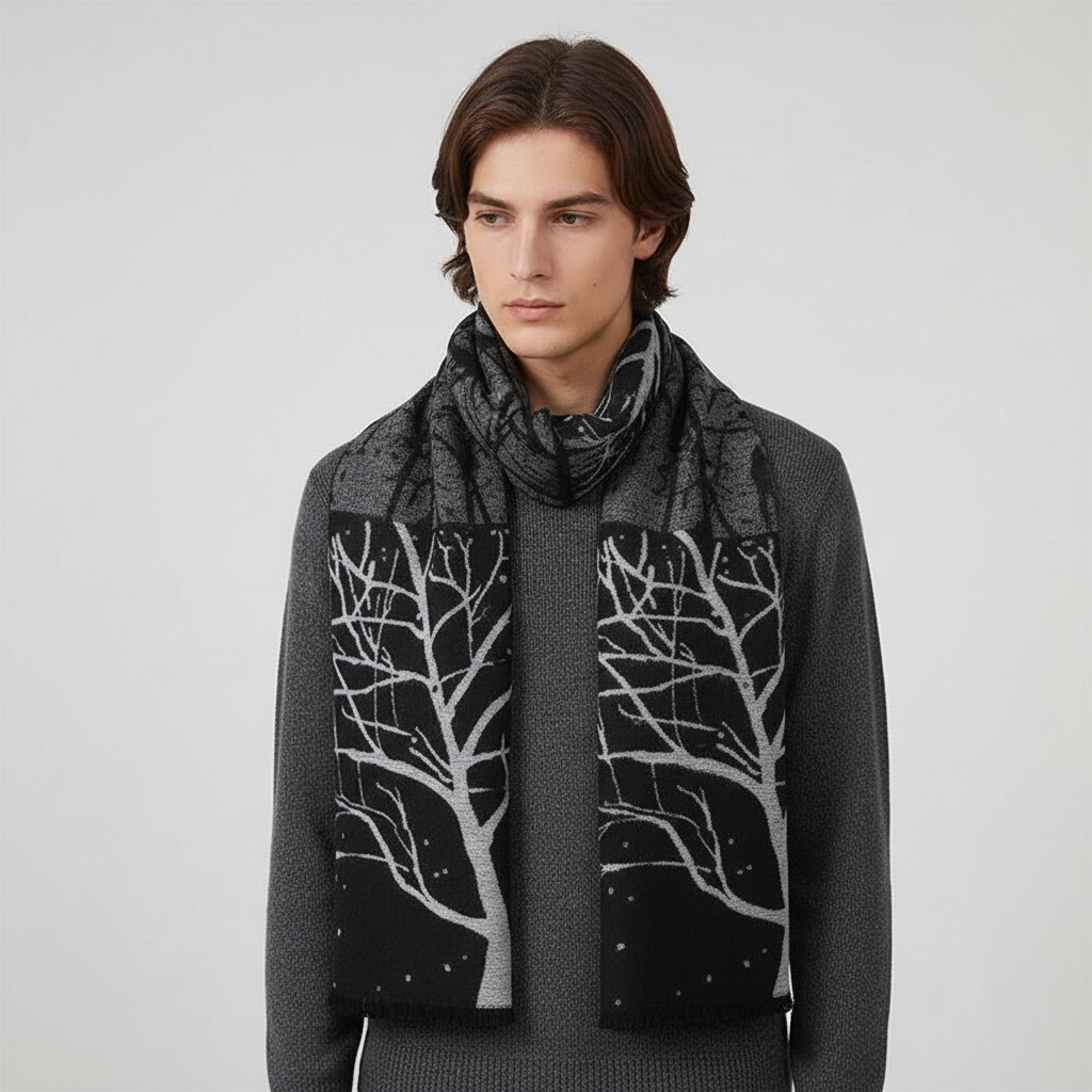 Checked Acrylic Blend Slim and Soft Men's Scarf