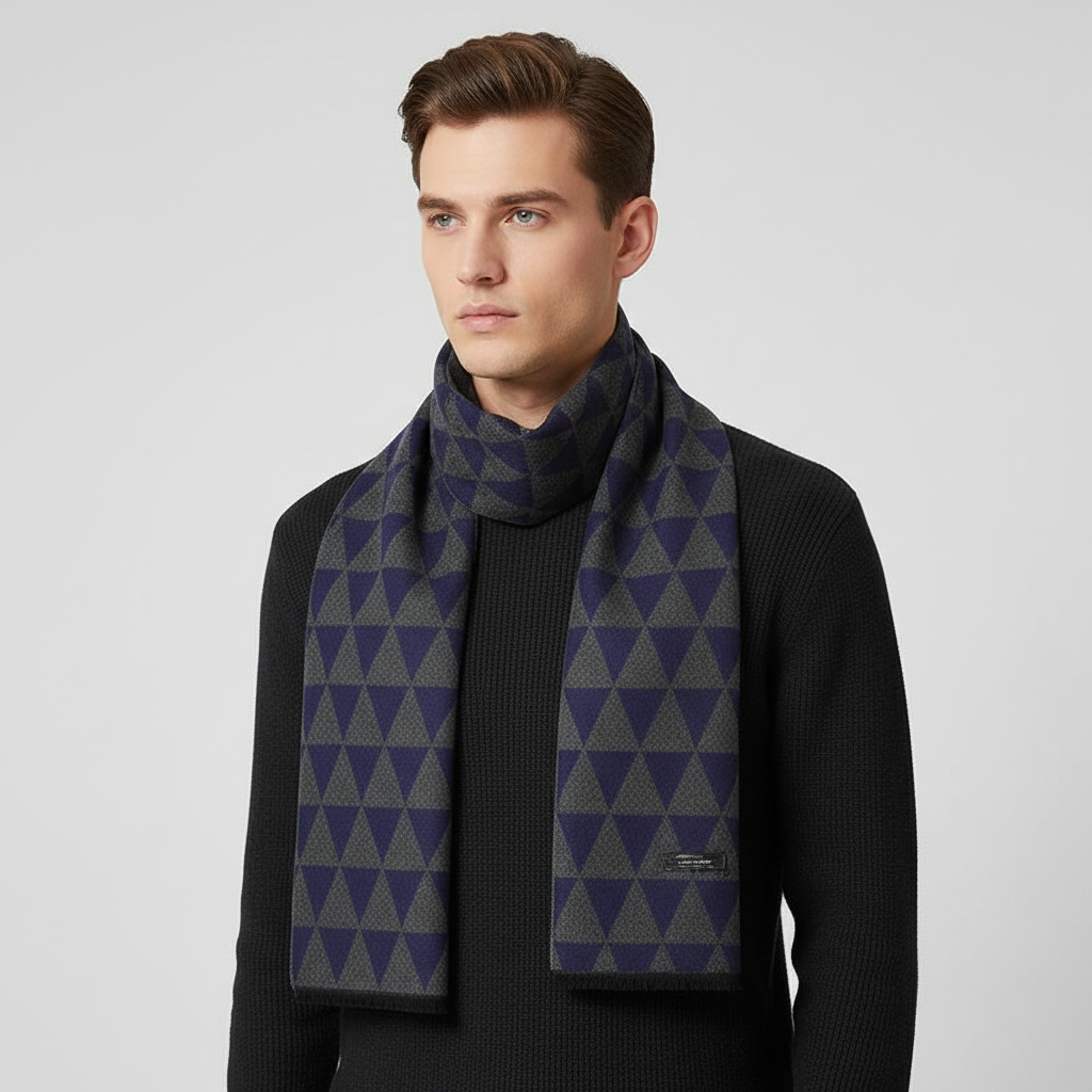 Checked Acrylic Blend Slim and Soft Men's Scarf