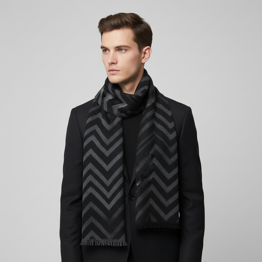 Checked Acrylic Blend Slim and Soft Men's Scarf