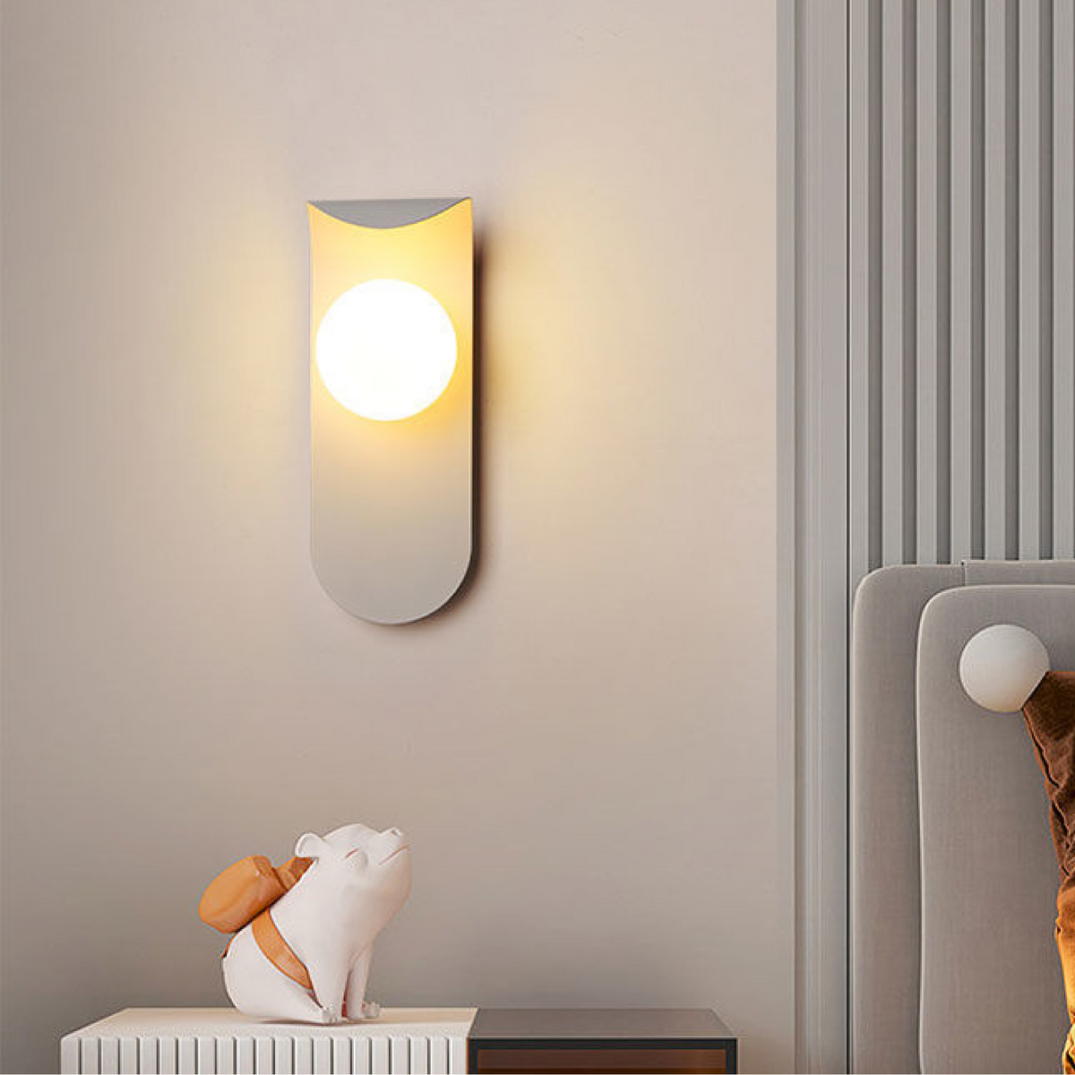 Curved Panel Nordic Minimalist Frosted Glass Orb Wall Light