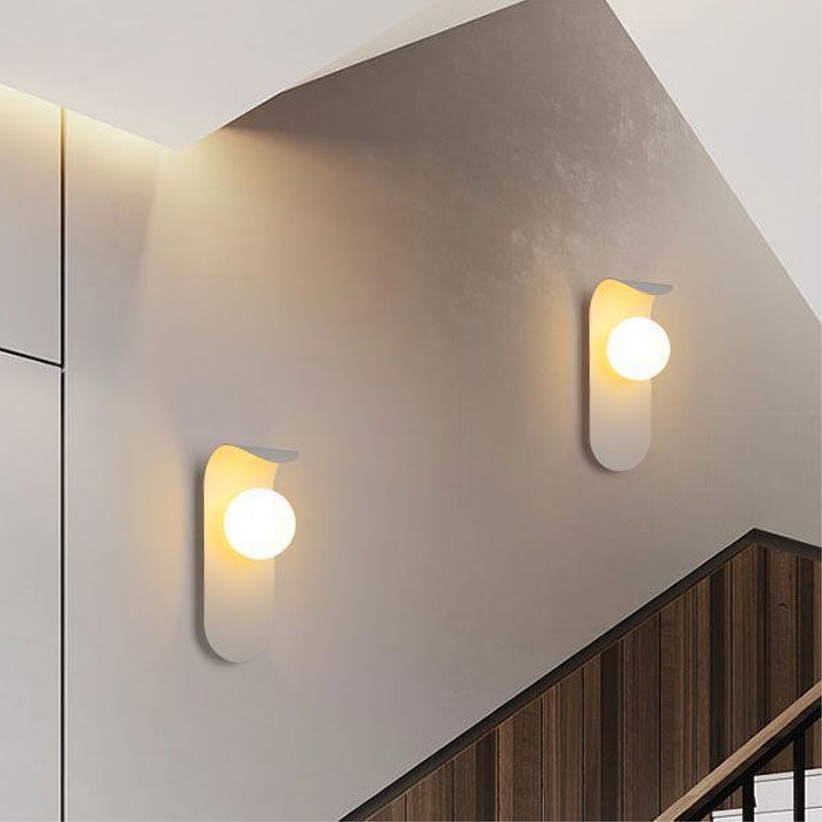 Curved Panel Nordic Minimalist Frosted Glass Orb Wall Light