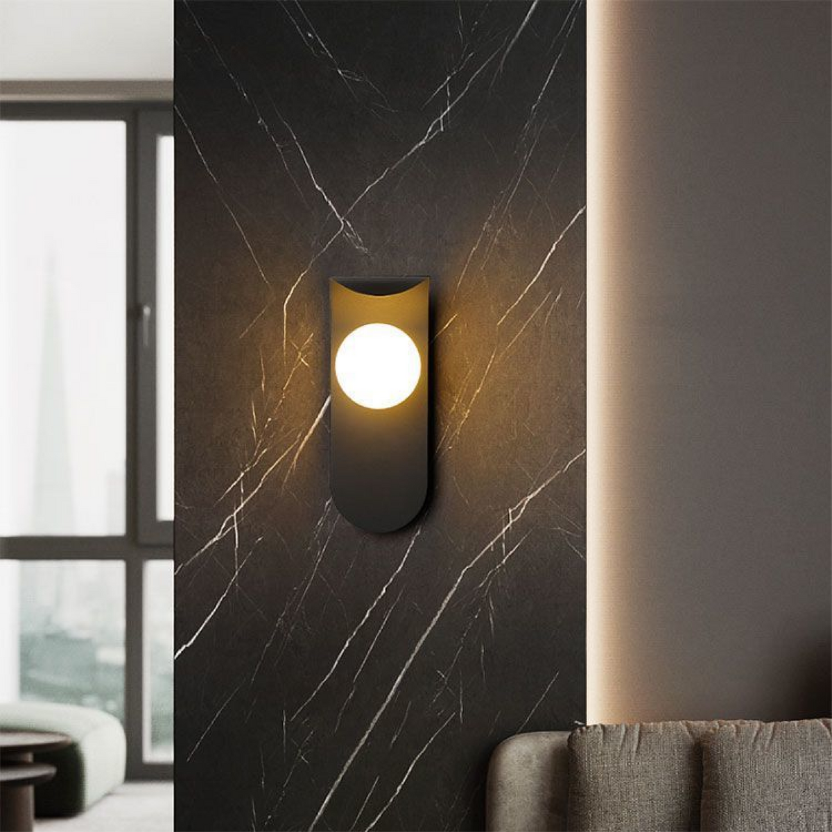 Curved Panel Nordic Minimalist Frosted Glass Orb Wall Light