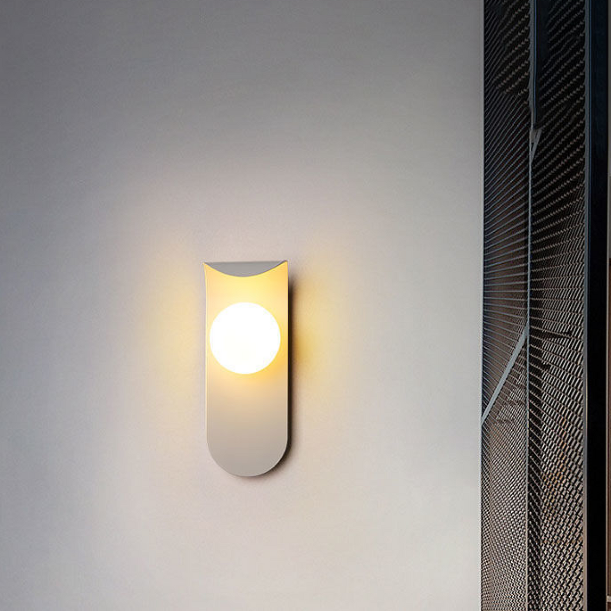 Curved Panel Nordic Minimalist Frosted Glass Orb Wall Light
