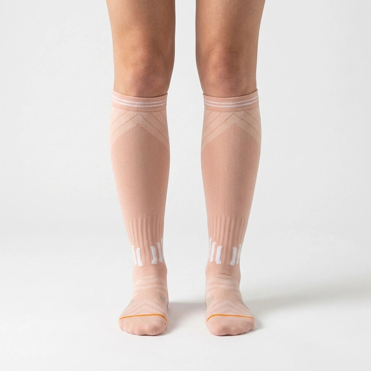 Structured Textured Knit Ribbed Panel Knee-High Compression Socks