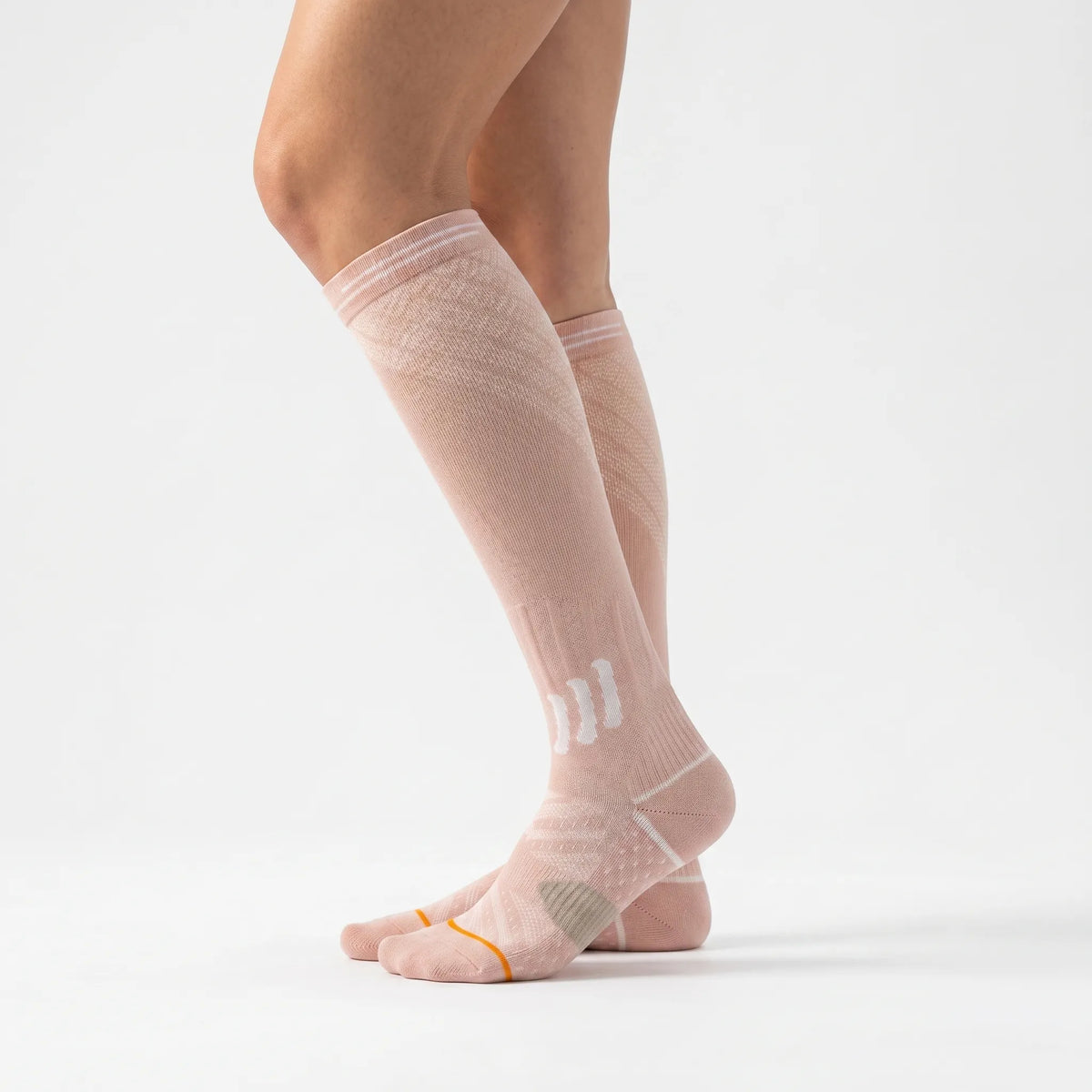 Structured Textured Knit Ribbed Panel Knee-High Compression Socks