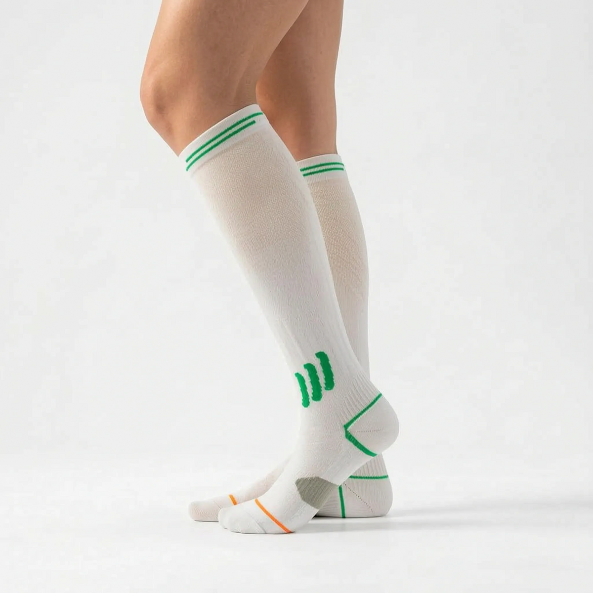 Structured Textured Knit Ribbed Panel Knee-High Compression Socks