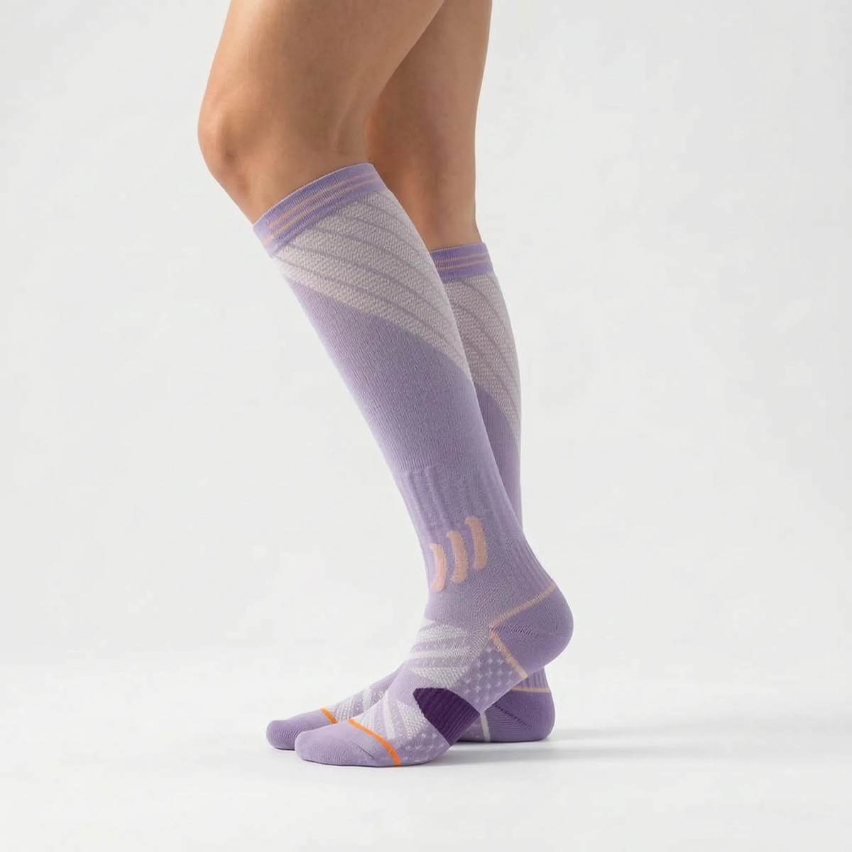 Structured Textured Knit Ribbed Panel Knee-High Compression Socks
