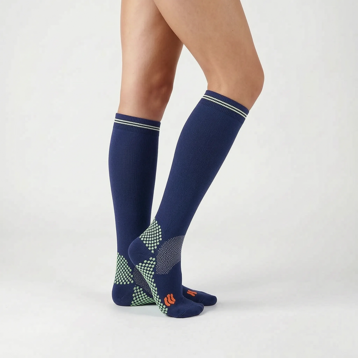 Zoned Knit Ribbed Top Knee-High Compression Sports Socks