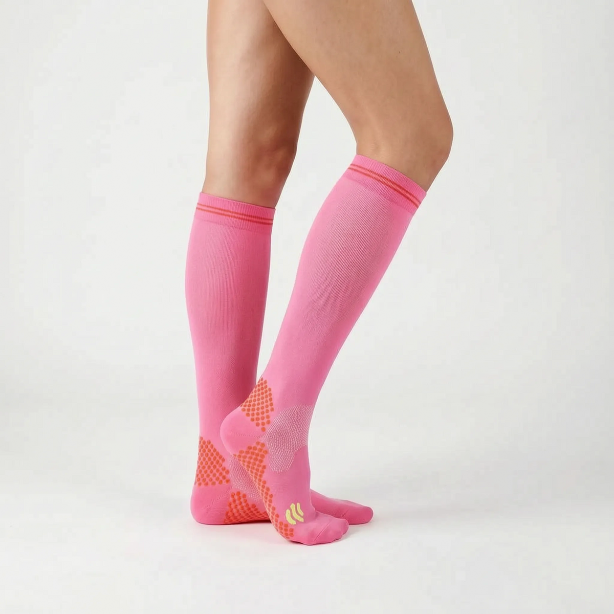 Zoned Knit Ribbed Top Knee-High Compression Sports Socks