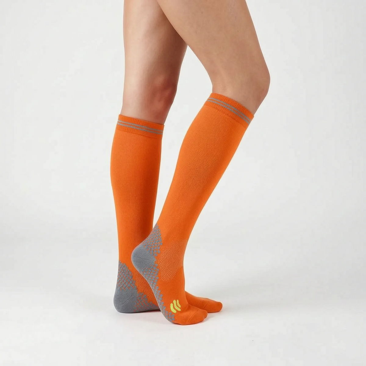 Zoned Knit Ribbed Top Knee-High Compression Sports Socks