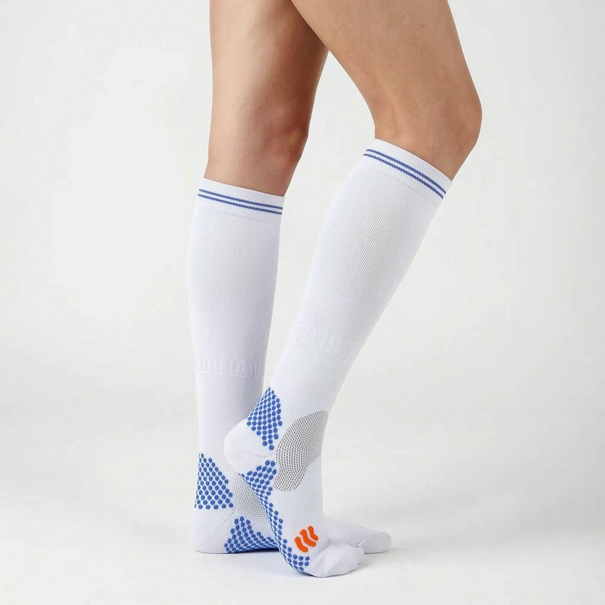 Zoned Knit Ribbed Top Knee-High Compression Sports Socks