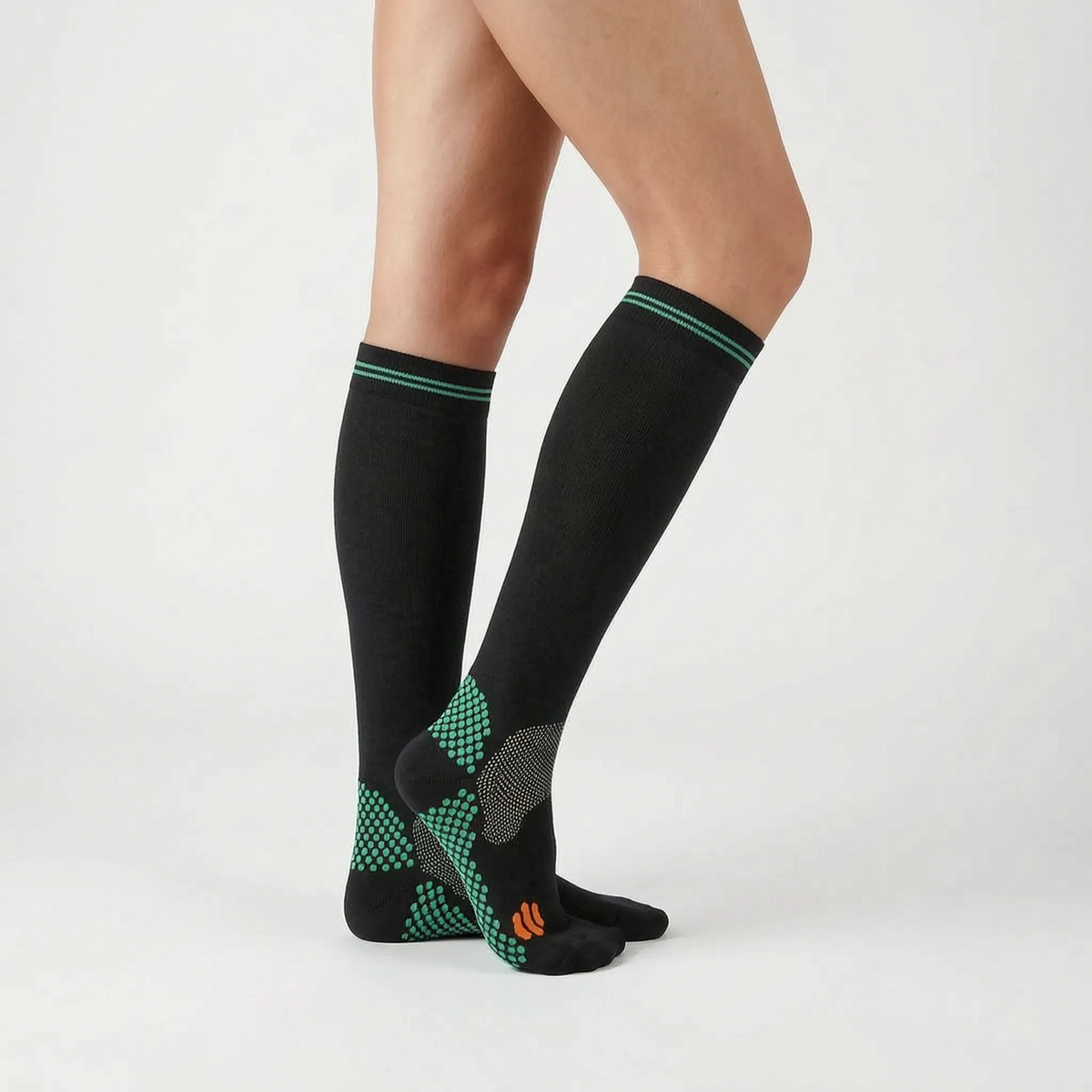 Zoned Knit Ribbed Top Knee-High Compression Sports Socks