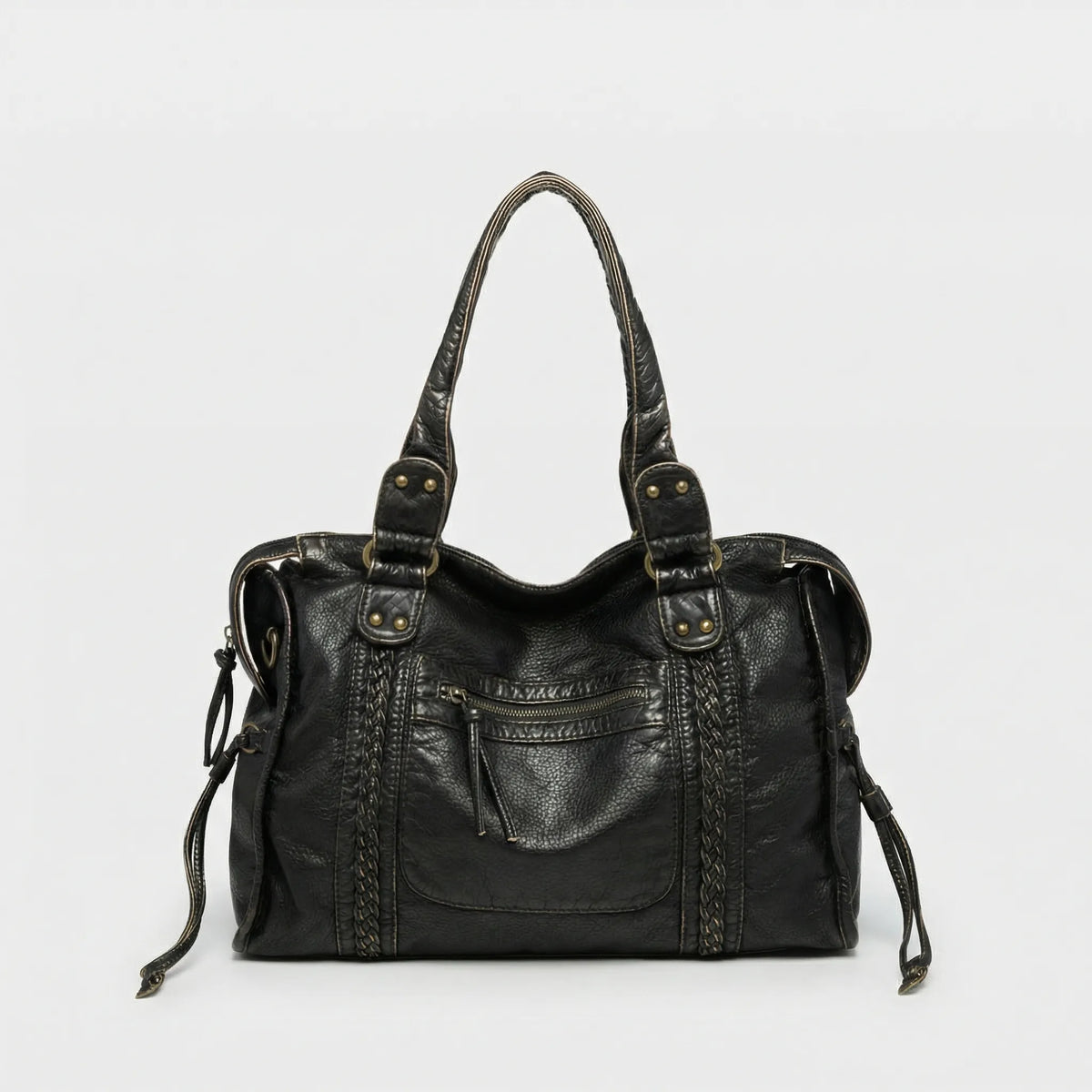 Compact Urban Braided Zippered Crossbody Shoulder Bag with Adjustable Strap