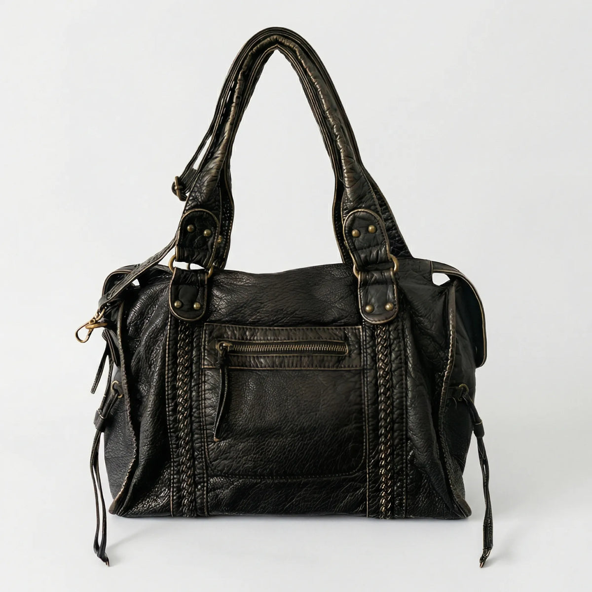 Compact Urban Braided Zippered Crossbody Shoulder Bag with Adjustable Strap