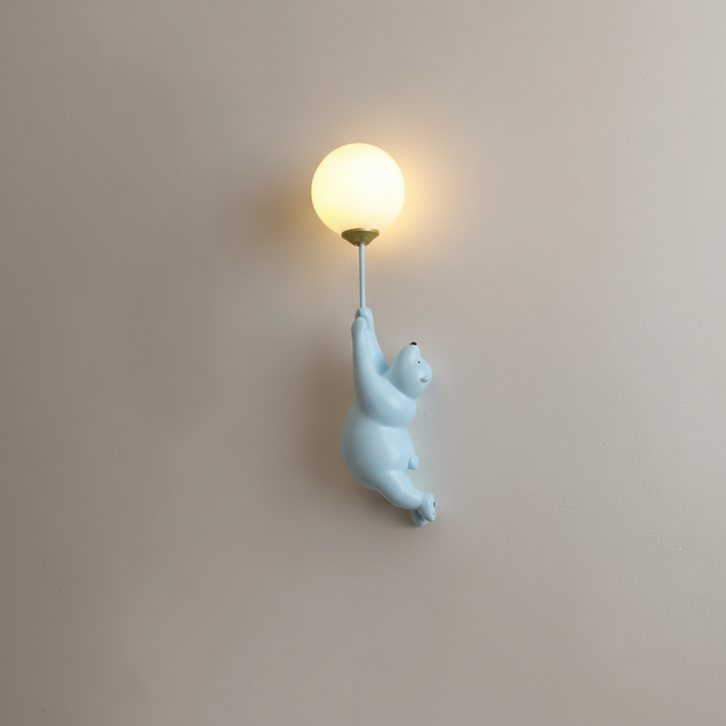 Playful Bear Shaped Resin Acrylic Kids Room Wall Light