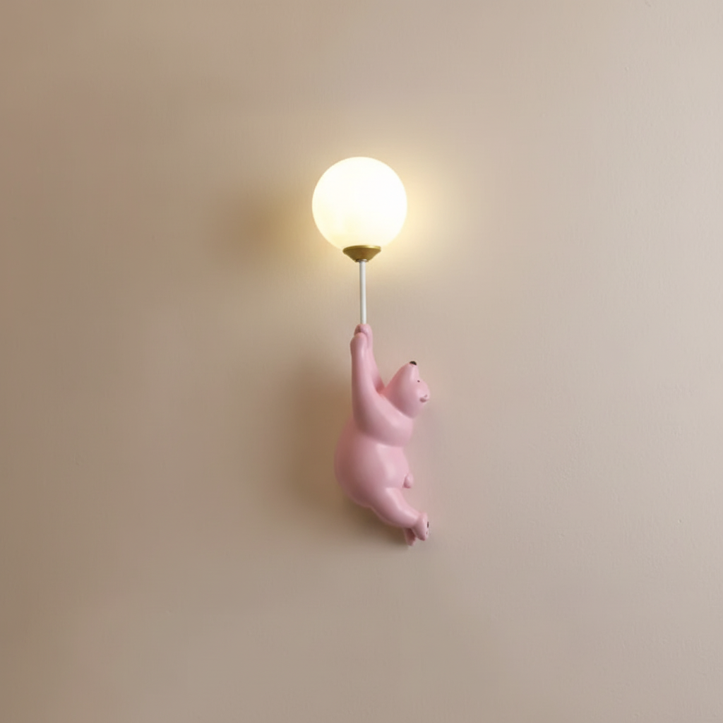 Playful Bear Shaped Resin Acrylic Kids Room Wall Light
