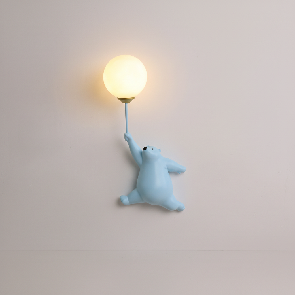 Playful Bear Shaped Resin Acrylic Kids Room Wall Light