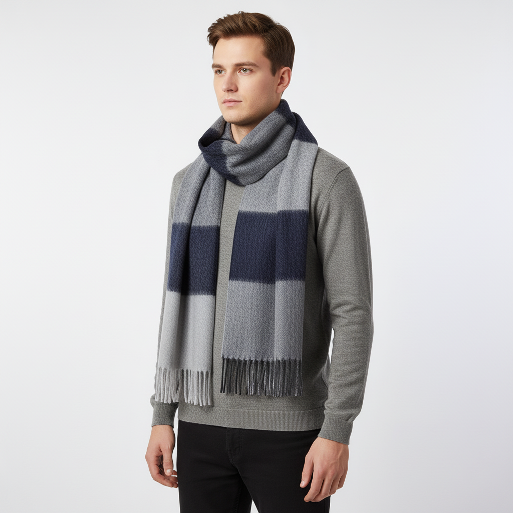 Classic Diamond Check Woven Fringed Scarf