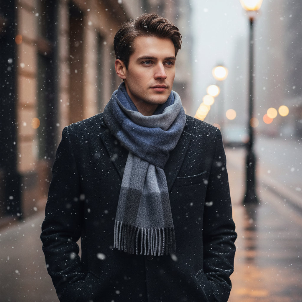 Classic Diamond Check Woven Fringed Scarf