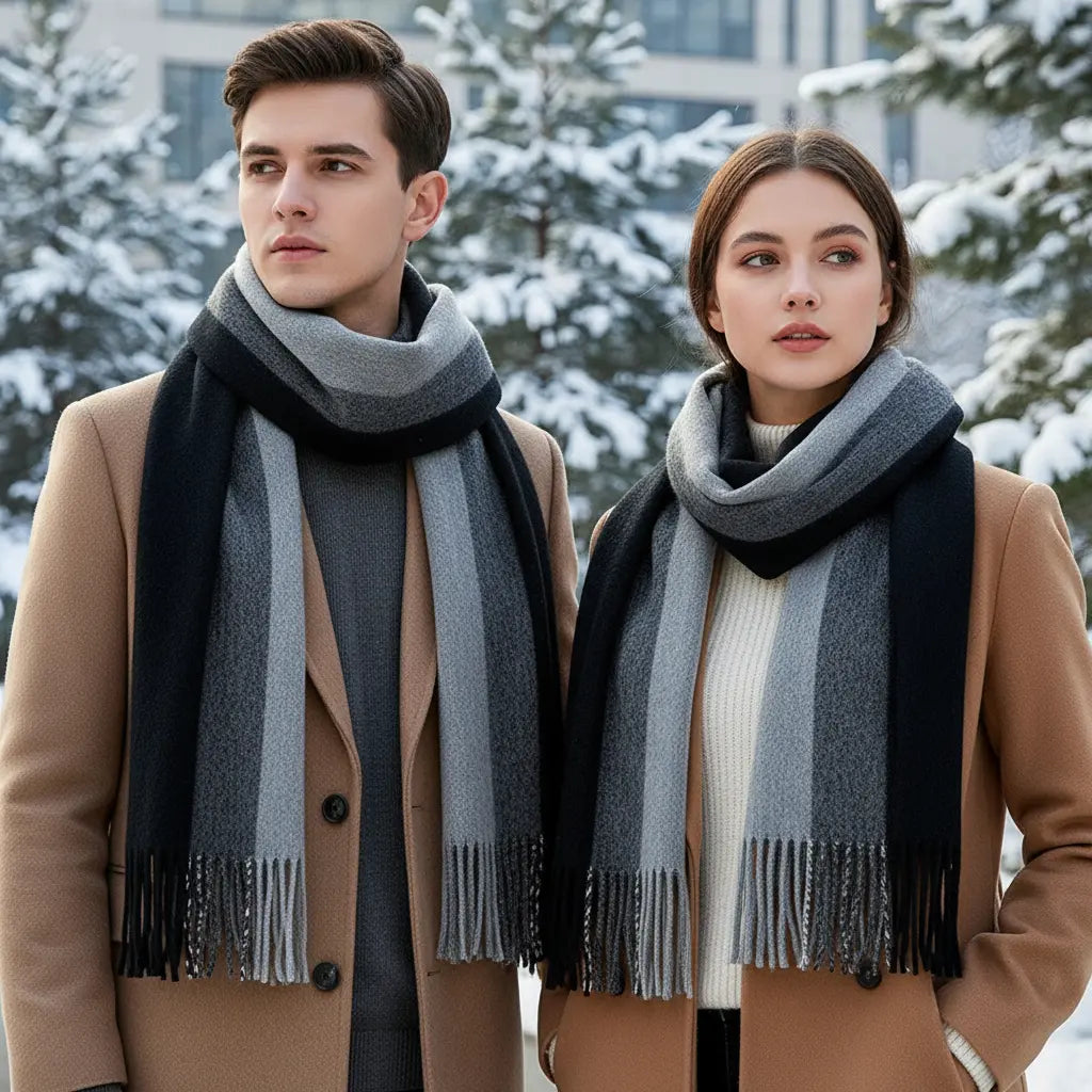Long Fringed Soft Wrap Winter Scarf