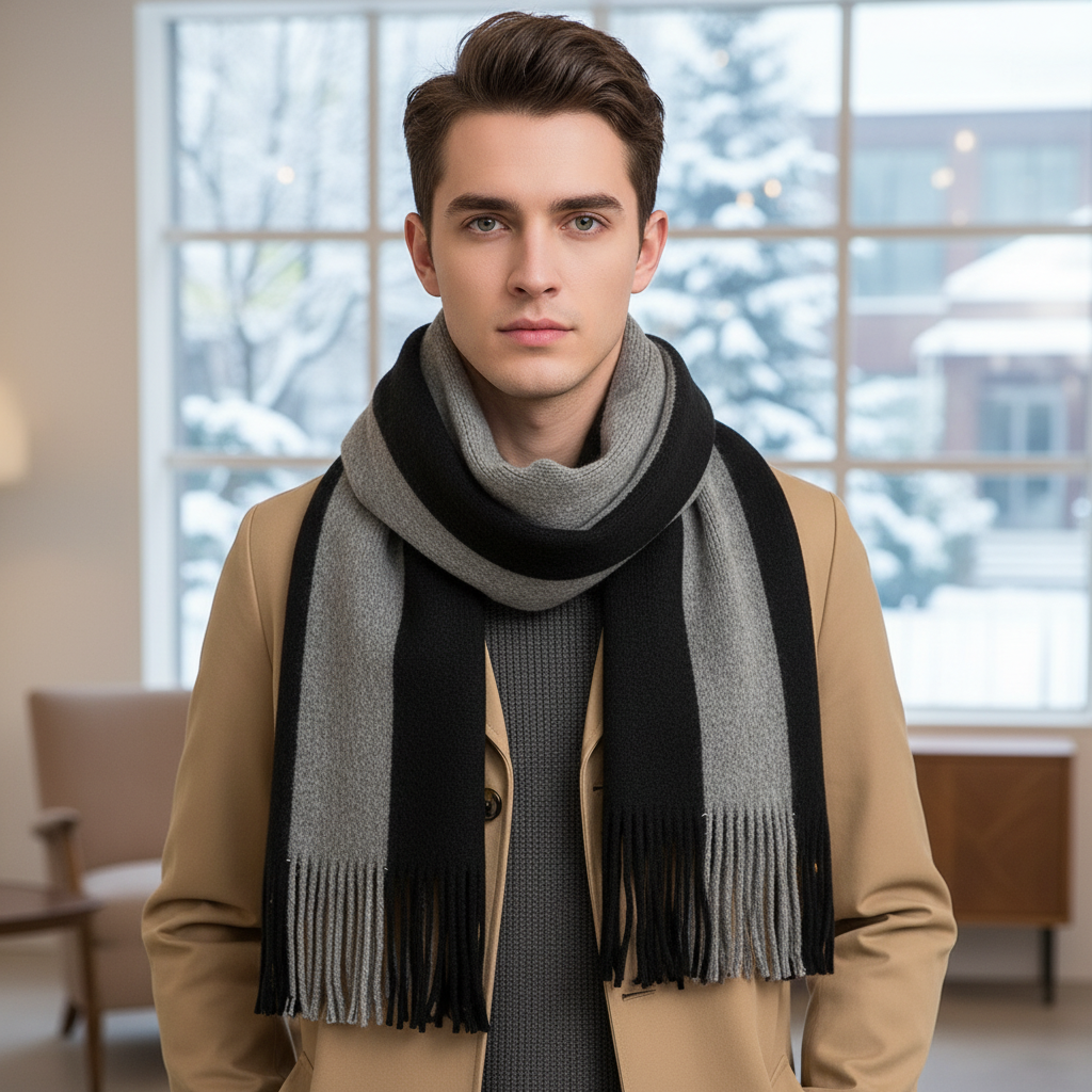 Long Fringed Soft Wrap Winter Scarf