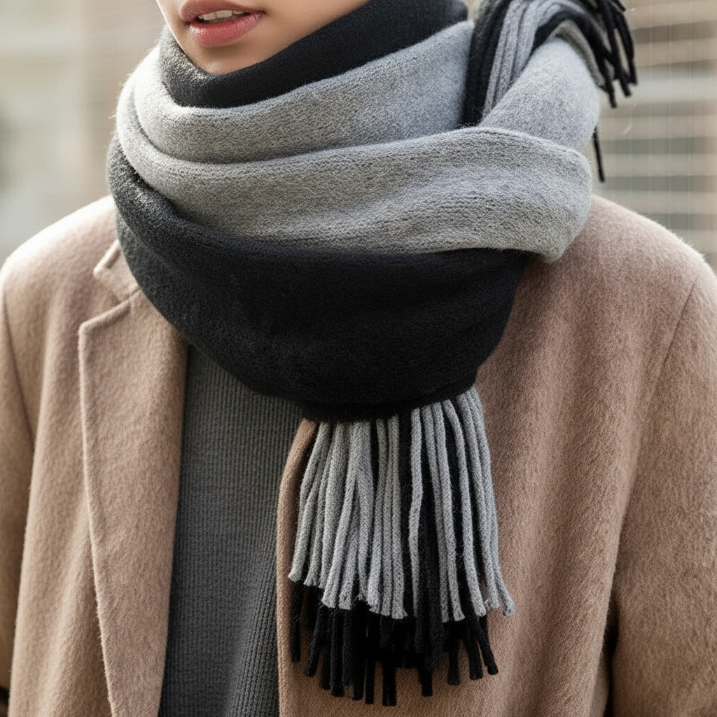 Long Fringed Soft Wrap Winter Scarf