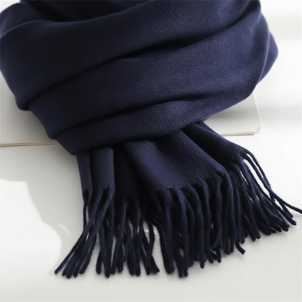 Soft Velvety Long Fringed Hem Winter Scarf