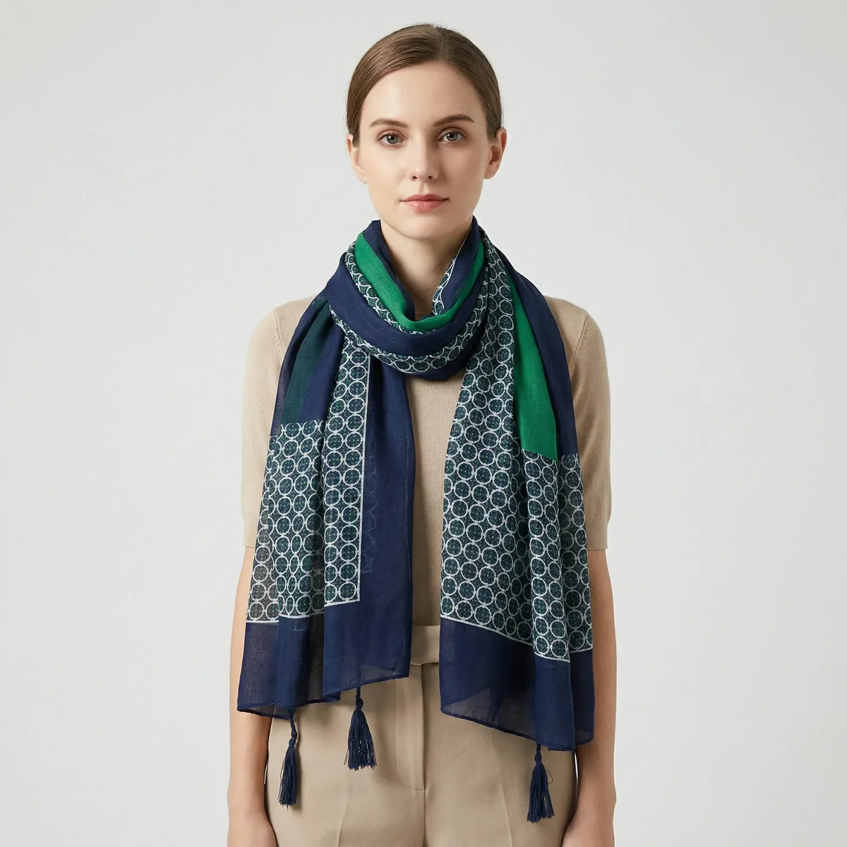 Boho Floral Print Tasseled Lightweight Women's Scarf Wrap
