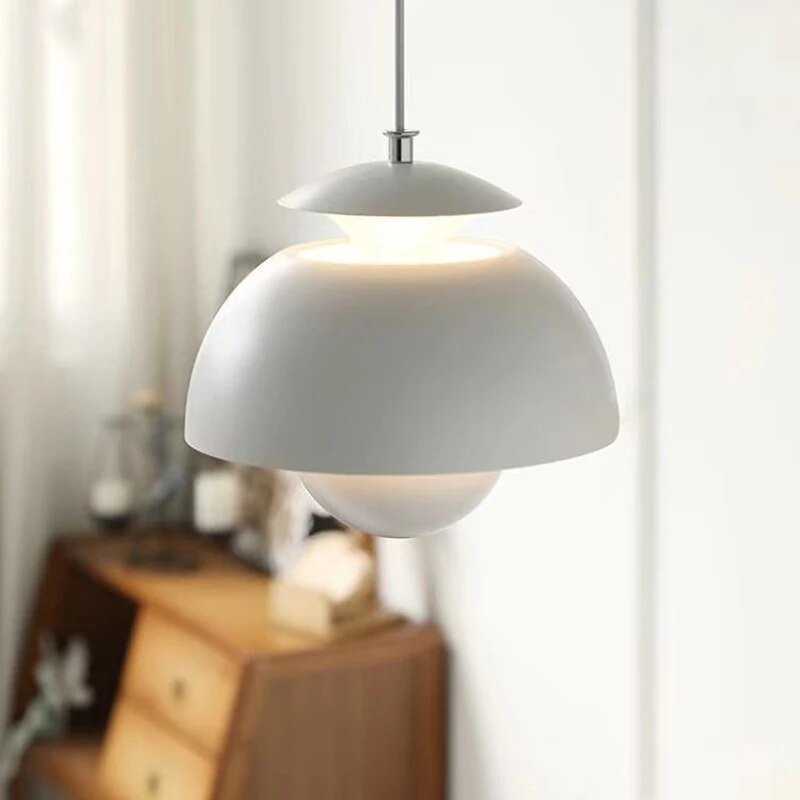 Scandinavian Flower Bud Sculptural Metal Nordic Pendant Light