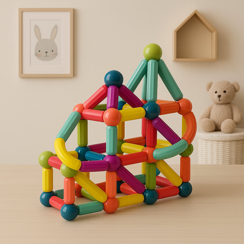 Snap Together Geometric Magnetic Building Blocks Educational STEM Construction Toy