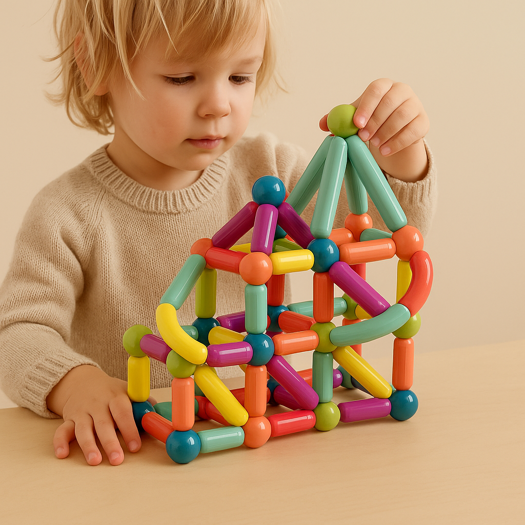 Snap Together Geometric Magnetic Building Blocks Educational STEM Construction Toy