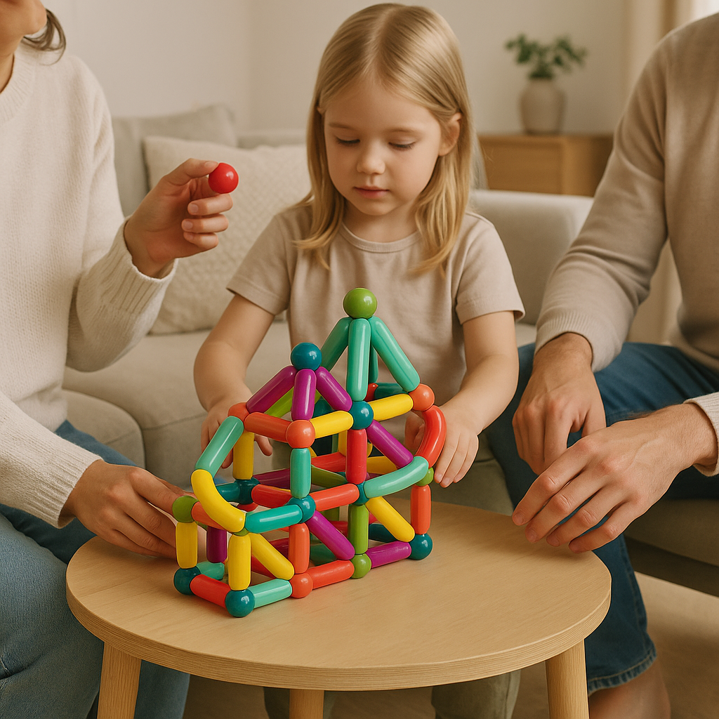 Snap Together Geometric Magnetic Building Blocks Educational STEM Construction Toy