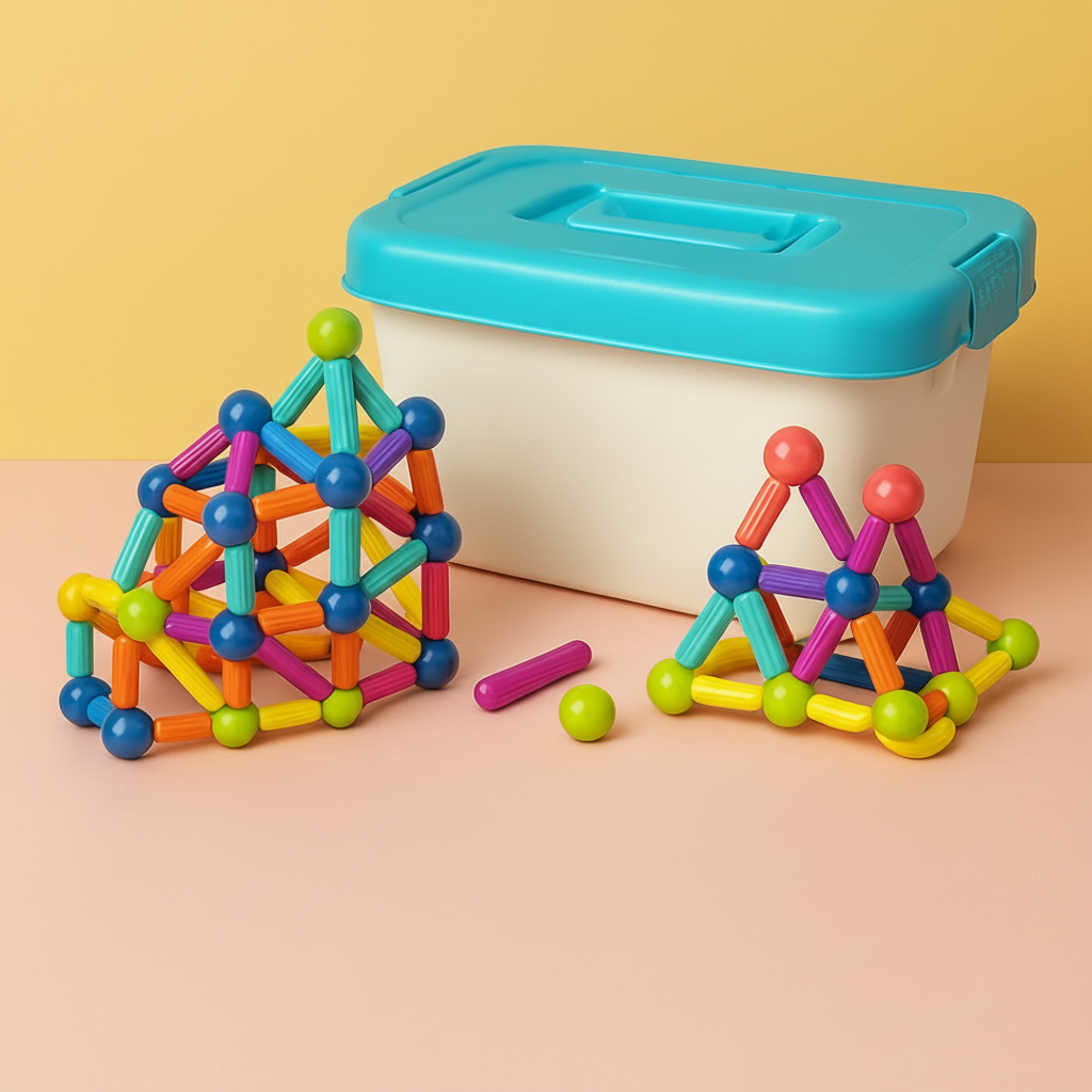 Snap Together Geometric Magnetic Building Blocks Educational STEM Construction Toy
